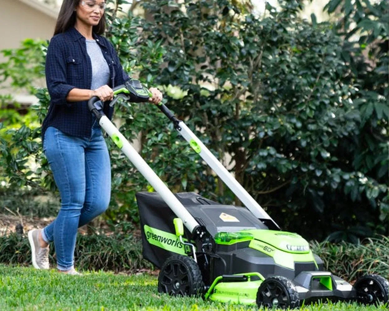60V 25" Cordless Battery Self-Propelled Mower Combo Kit w/ Blower, (2) 4.0Ah Batteries and Dual Port Charger