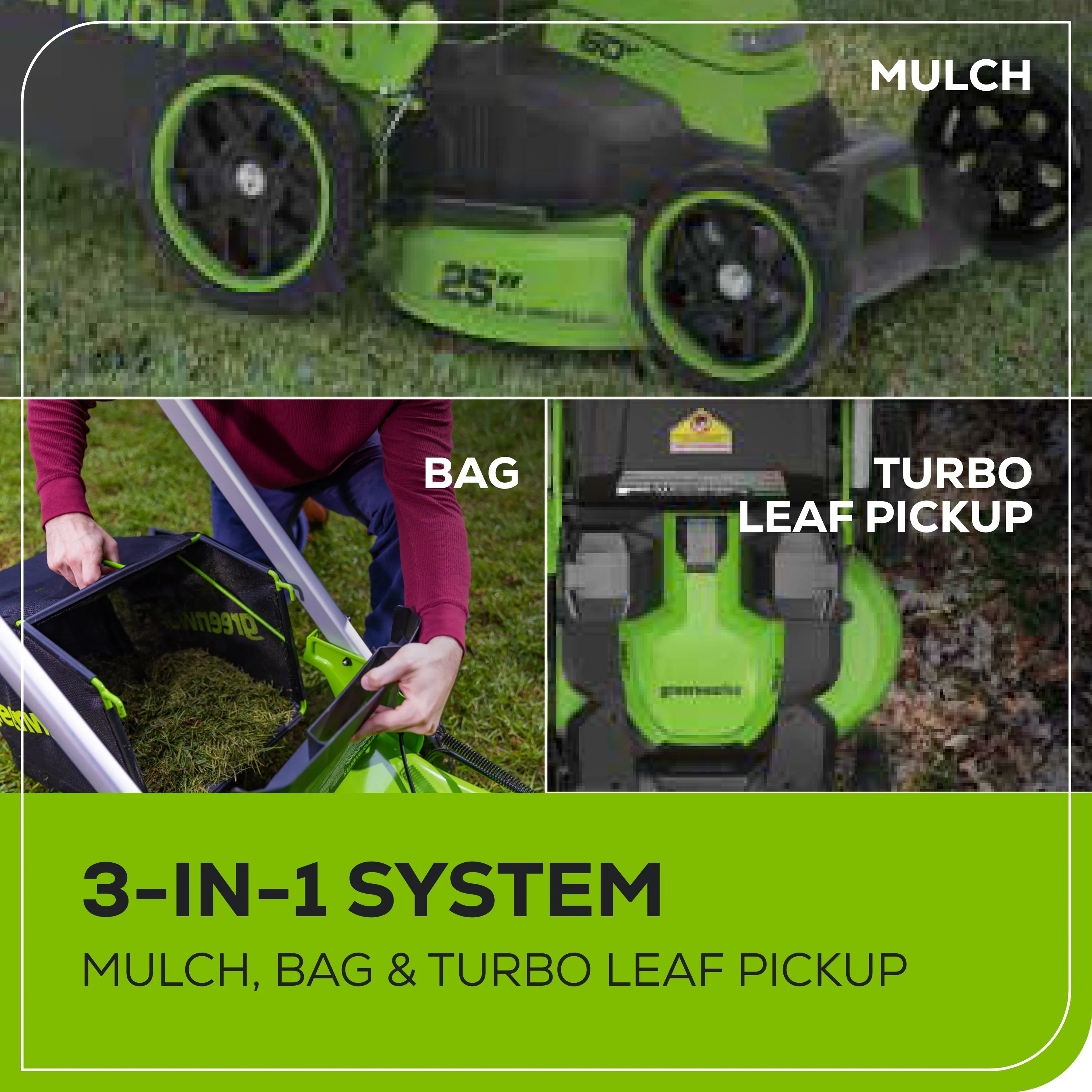 60V 25" Cordless Battery Self-Propelled Mower Combo Kit w/ String Trimmer and Blower