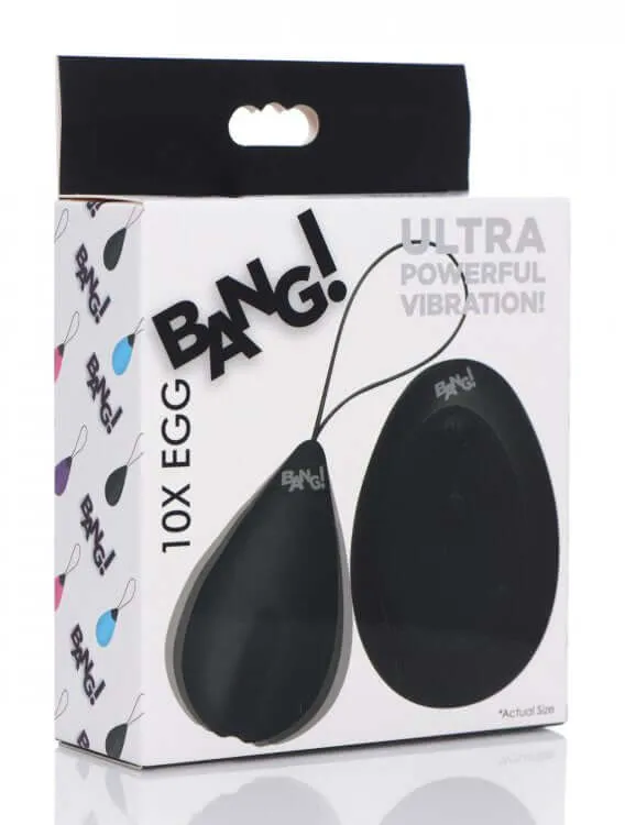 Bang! 10X Vibrating Silicone Egg with Remote Black