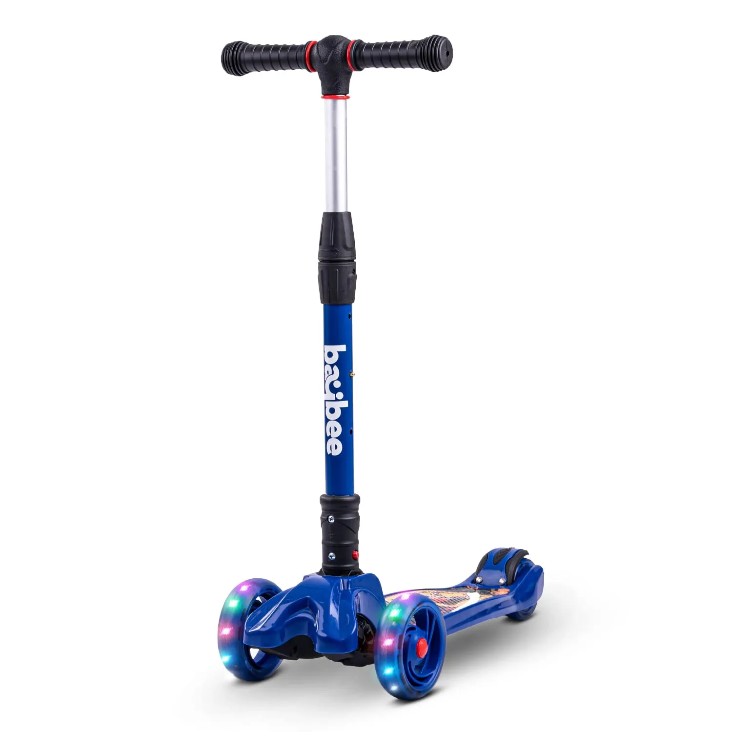 Baybee Flash Scooter for Kids with Foldable & Height Adjustable Handle & Extra-Wide LED PU Wheels & Brake