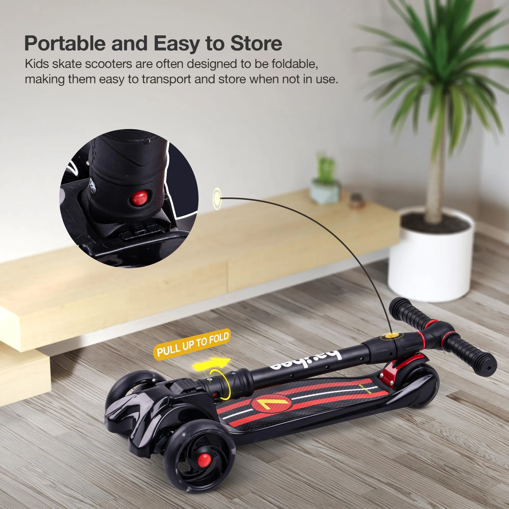 Baybee Flash Scooter for Kids with Foldable & Height Adjustable Handle & Extra-Wide LED PU Wheels & Brake