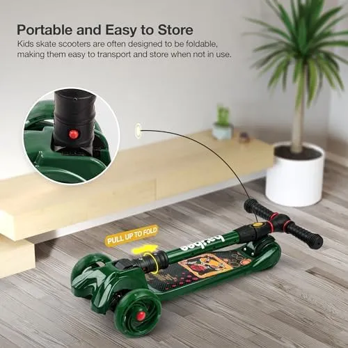Baybee Flash Scooter for Kids with Foldable & Height Adjustable Handle & Extra-Wide LED PU Wheels & Brake