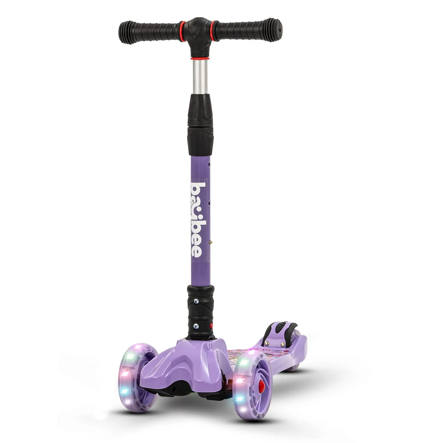 Baybee Flash Scooter for Kids with Foldable & Height Adjustable Handle & Extra-Wide LED PU Wheels & Brake