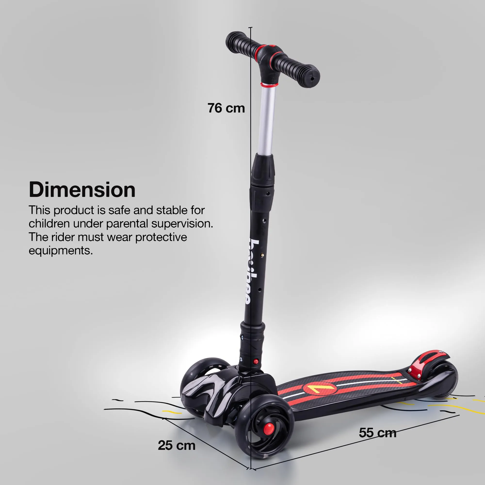 Baybee Flash Scooter for Kids with Foldable & Height Adjustable Handle & Extra-Wide LED PU Wheels & Brake