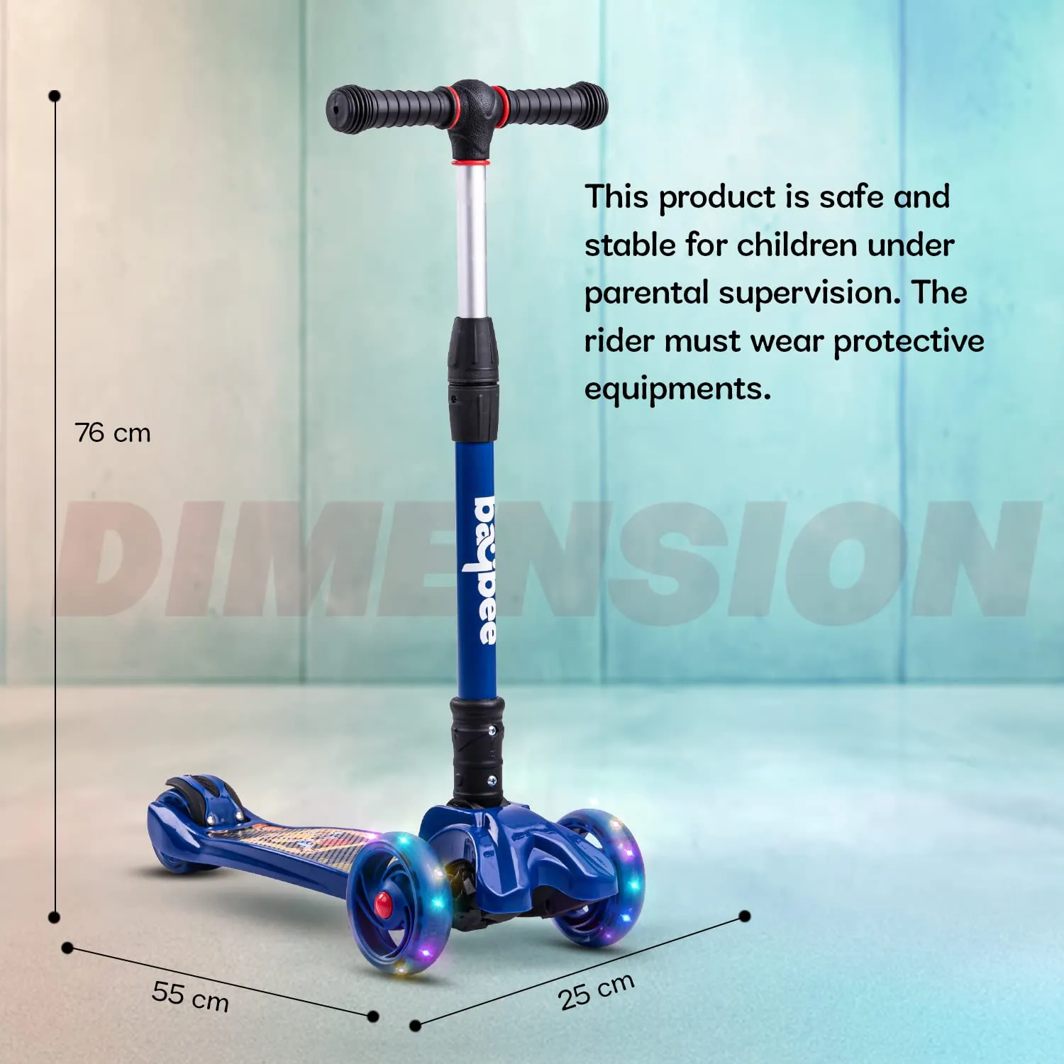Baybee Flash Scooter for Kids with Foldable & Height Adjustable Handle & Extra-Wide LED PU Wheels & Brake