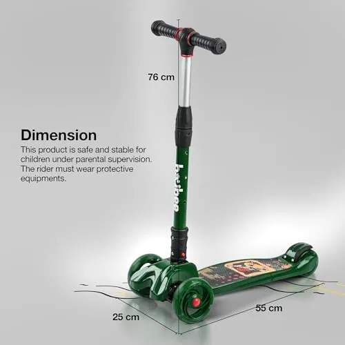 Baybee Flash Scooter for Kids with Foldable & Height Adjustable Handle & Extra-Wide LED PU Wheels & Brake