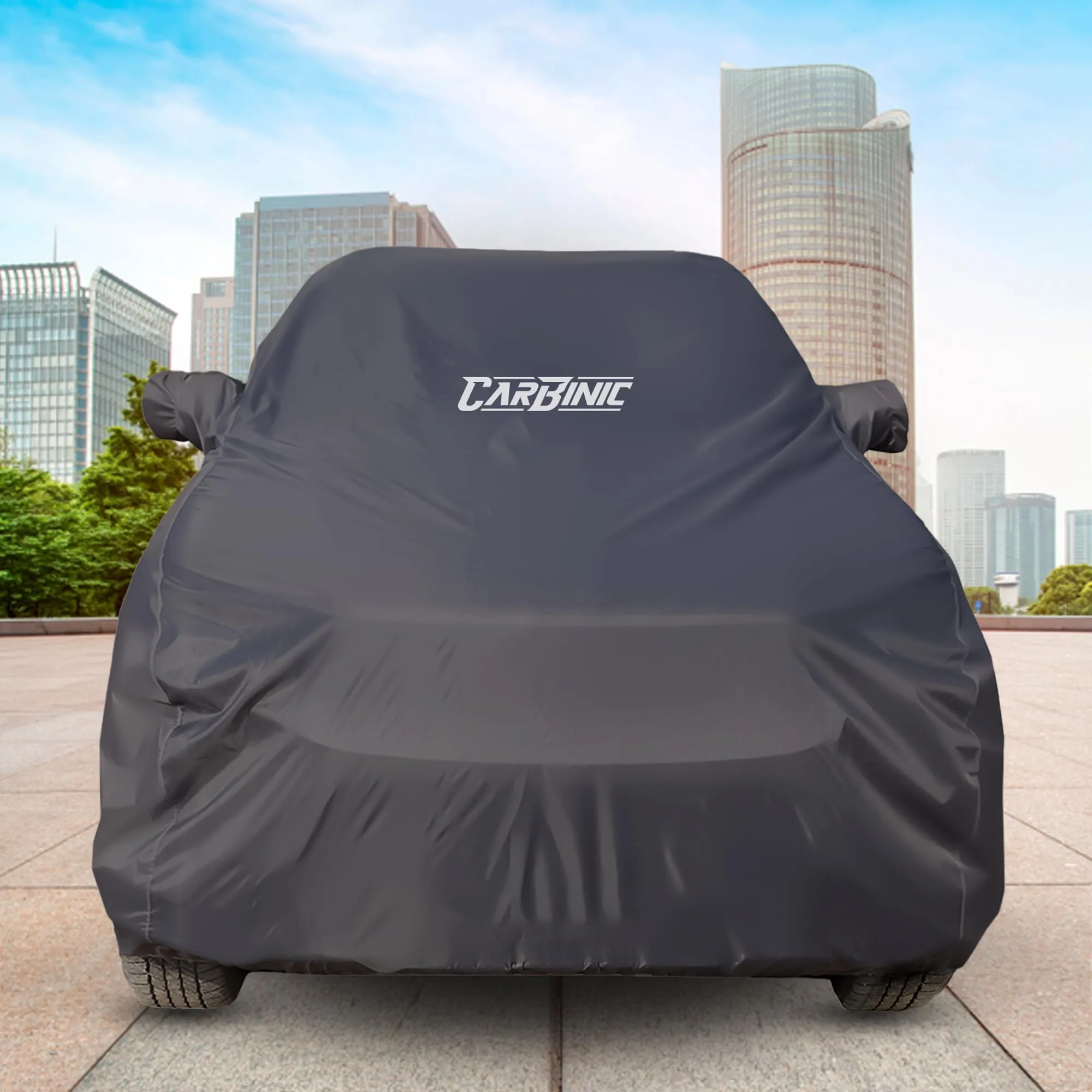 CARBINIC Car Body Cover for Jeep Meridian 2022 | Water Resistant, UV Protection Car Cover | Scratchproof Body Shield | Dustproof All-Weather Cover | Mirror Pocket & Antenna | Car Accessories