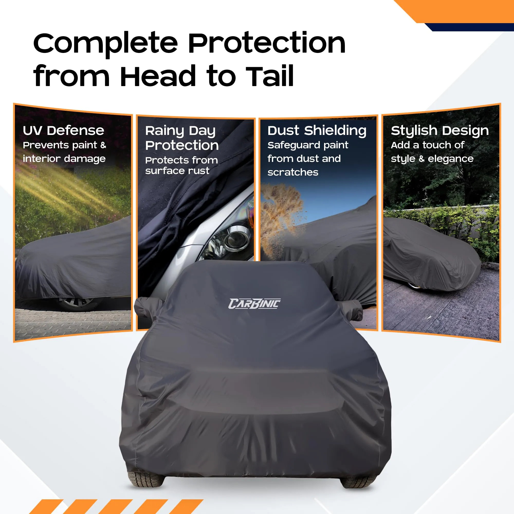 CARBINIC Car Body Cover for Jeep Meridian 2022 | Water Resistant, UV Protection Car Cover | Scratchproof Body Shield | Dustproof All-Weather Cover | Mirror Pocket & Antenna | Car Accessories