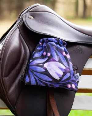 Custom Stirrup Covers Purple Moonflowers