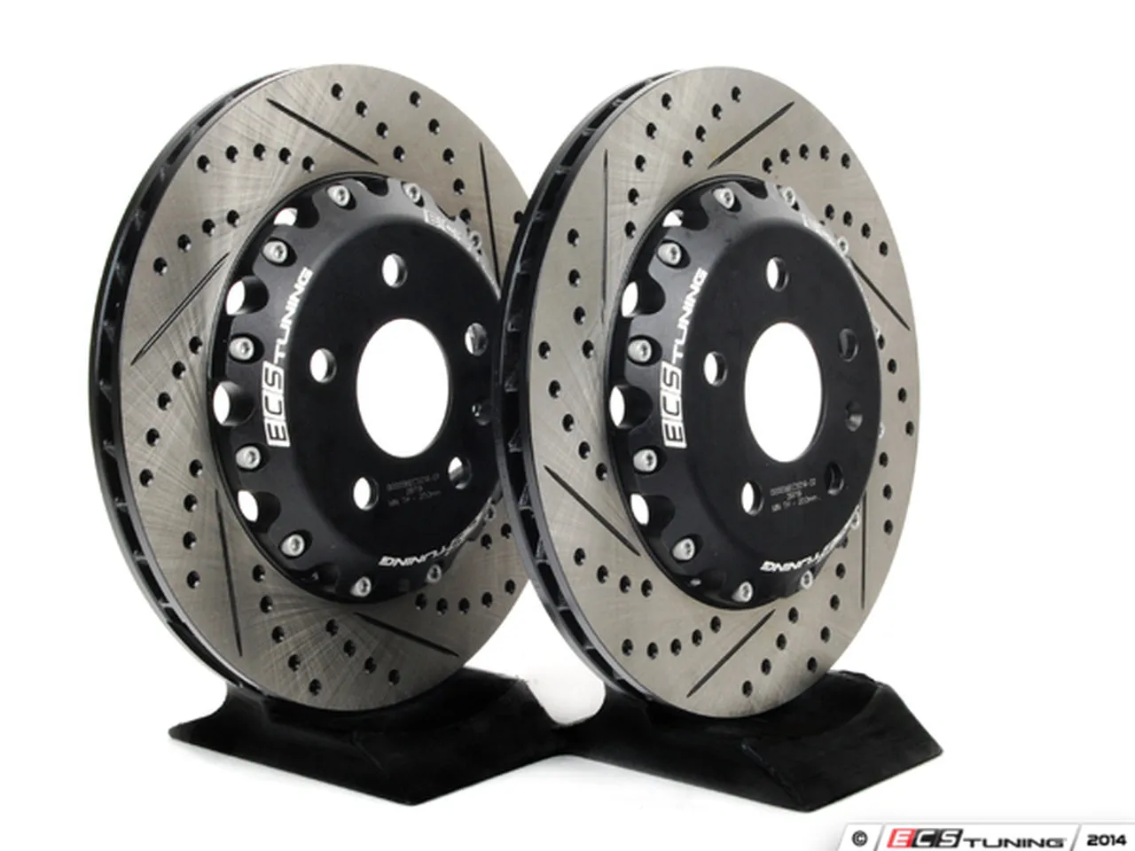 ECS TUNING - Rear Cross-Drilled & Slotted 2-Piece Semi-Floating Brake Rotors - Pair (310x22)