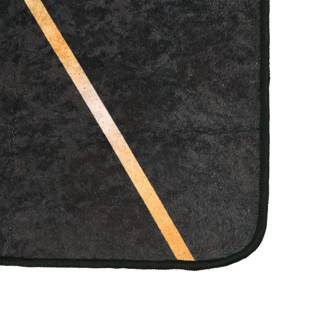 Elegant and Durable vidaXL Black and Gold Washable Rug – 190x300 cm, Anti-Slip Velvet, Machine Washable Area Rug