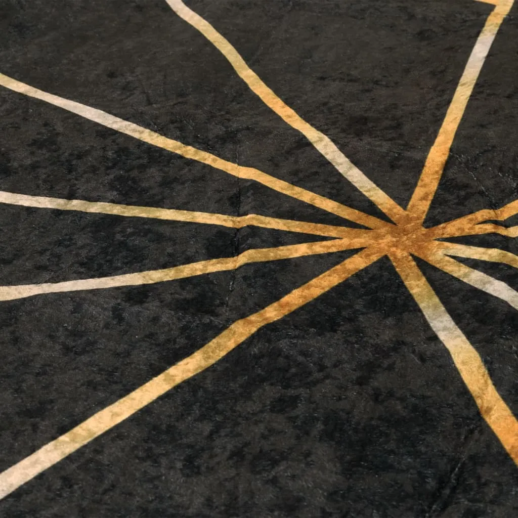 Elegant and Durable vidaXL Black and Gold Washable Rug – 190x300 cm, Anti-Slip Velvet, Machine Washable Area Rug