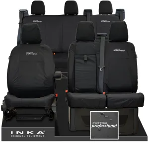 Ford Transit Custom INKA Front 1 2 & Rear Triple Tailored Waterproof Seat Covers Black MY-12-23 (Choice of 7 Colours)