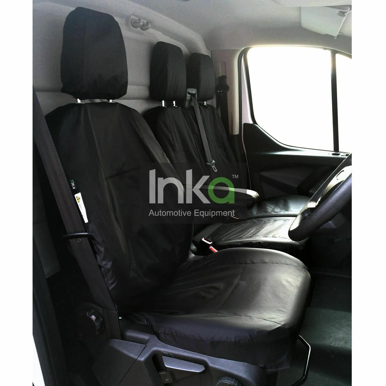 Ford Transit Custom INKA Front 1 2 Tailored Waterproof Seat Covers Set Black MY12-23 (not for models with flip down armrest with cupholders)