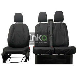 Ford Transit Custom INKA Front 1 2 Tailored Waterproof Seat Covers Set Black MY12-23 (not for models with flip down armrest with cupholders)