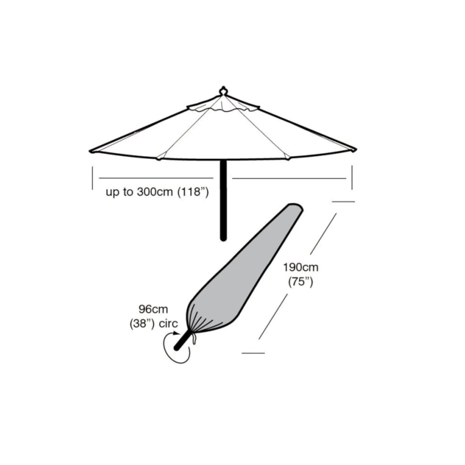Garland Black Large Parasol Cover - W1448