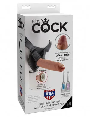 Kc StrapOn Harness With 9 Uncut Hollow Cock Tan "