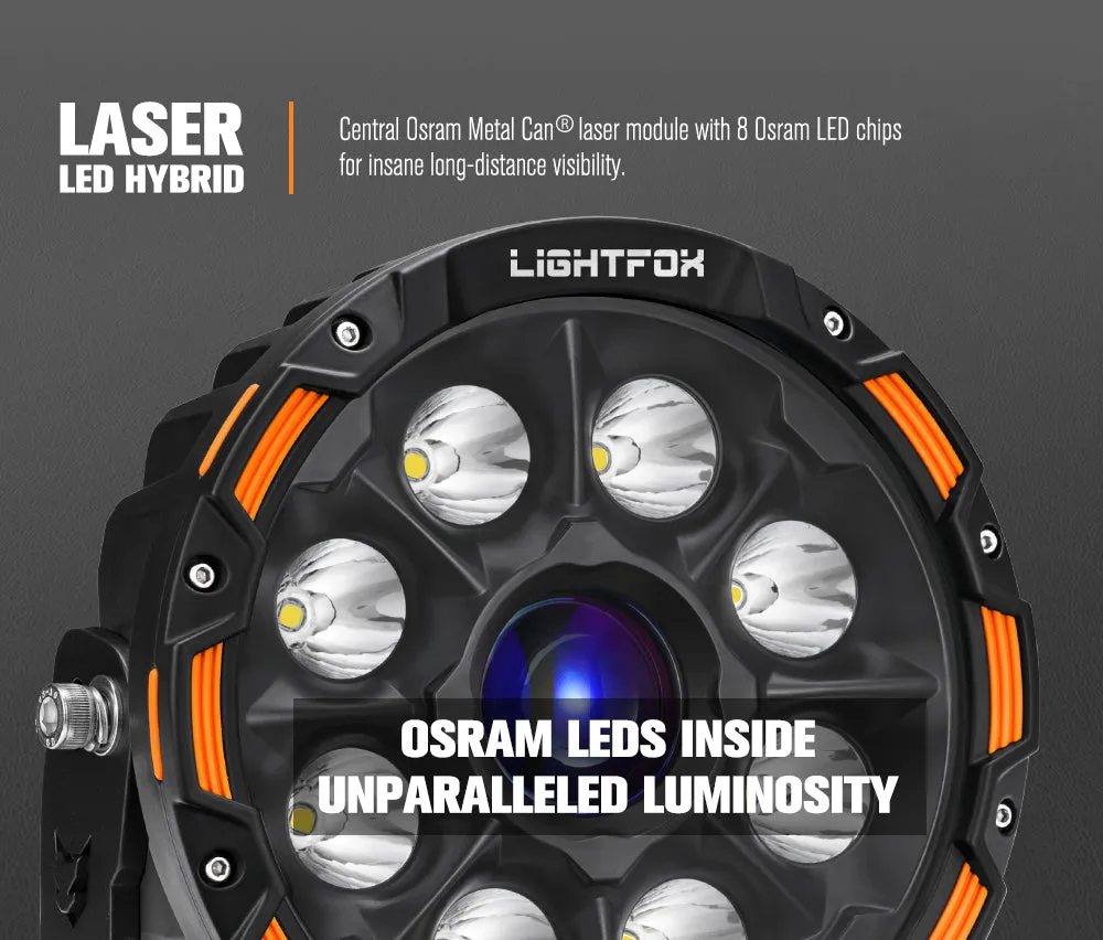 Lightfox 9 inch Osram Laser LED Driving Lights   30 inch LED Light Bar   Wiring Kit
