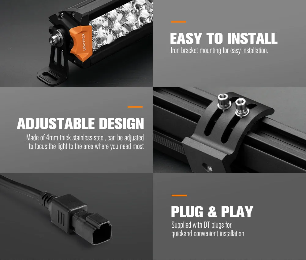 Lightfox OSRAM 9 inch LED Driving Lights   20 inch Dual Row LED Light Bar   Wiring Kit