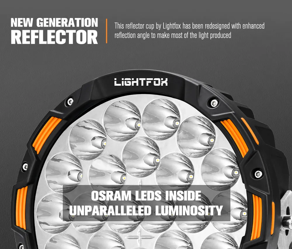 Lightfox OSRAM 9 inch LED Driving Lights   20 inch Dual Row LED Light Bar   Wiring Kit