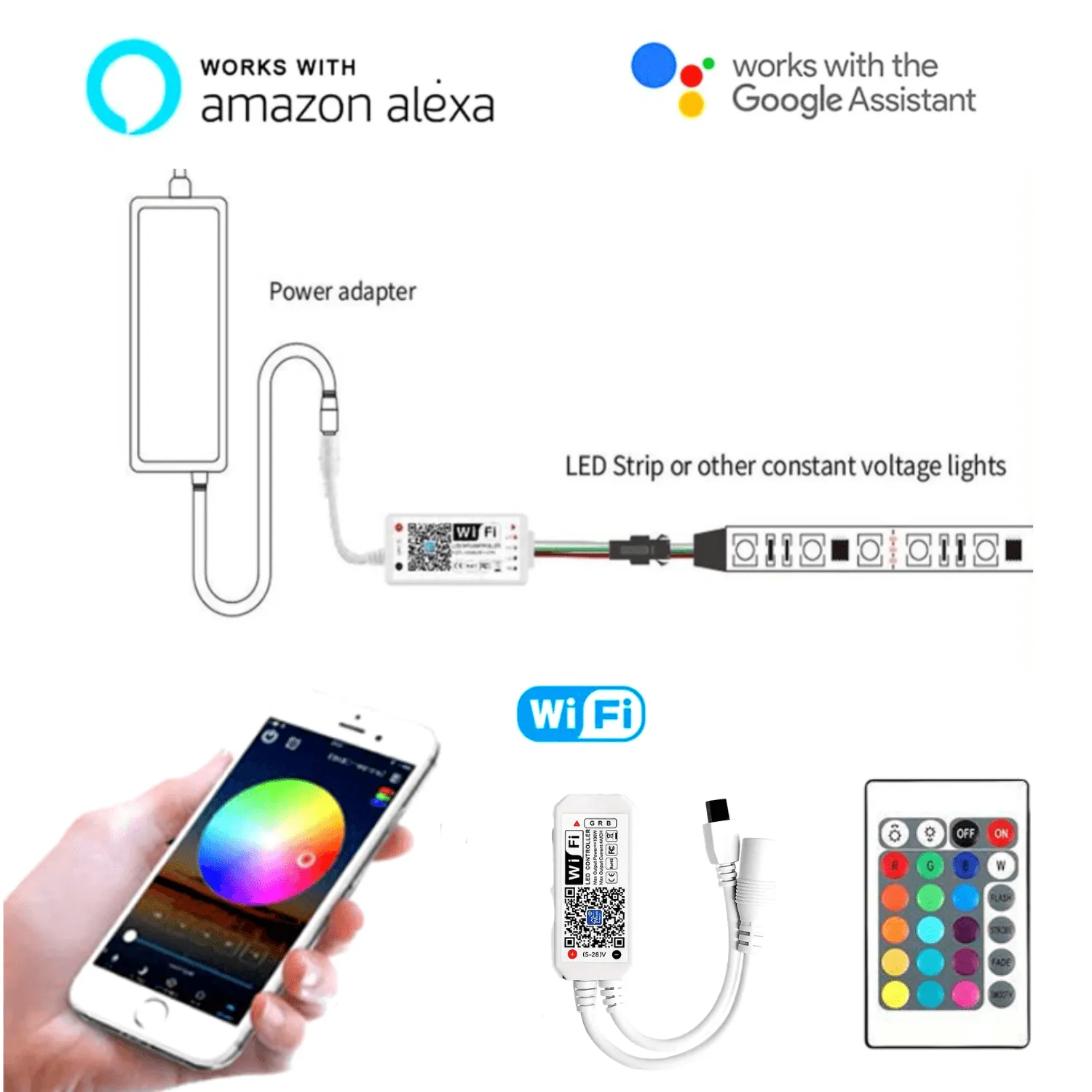Mini RGB Neon Flex 12V 6x12mm IP65 Waterproof WIFI App Control works with Alexa & Google Home 5 Metre Kit