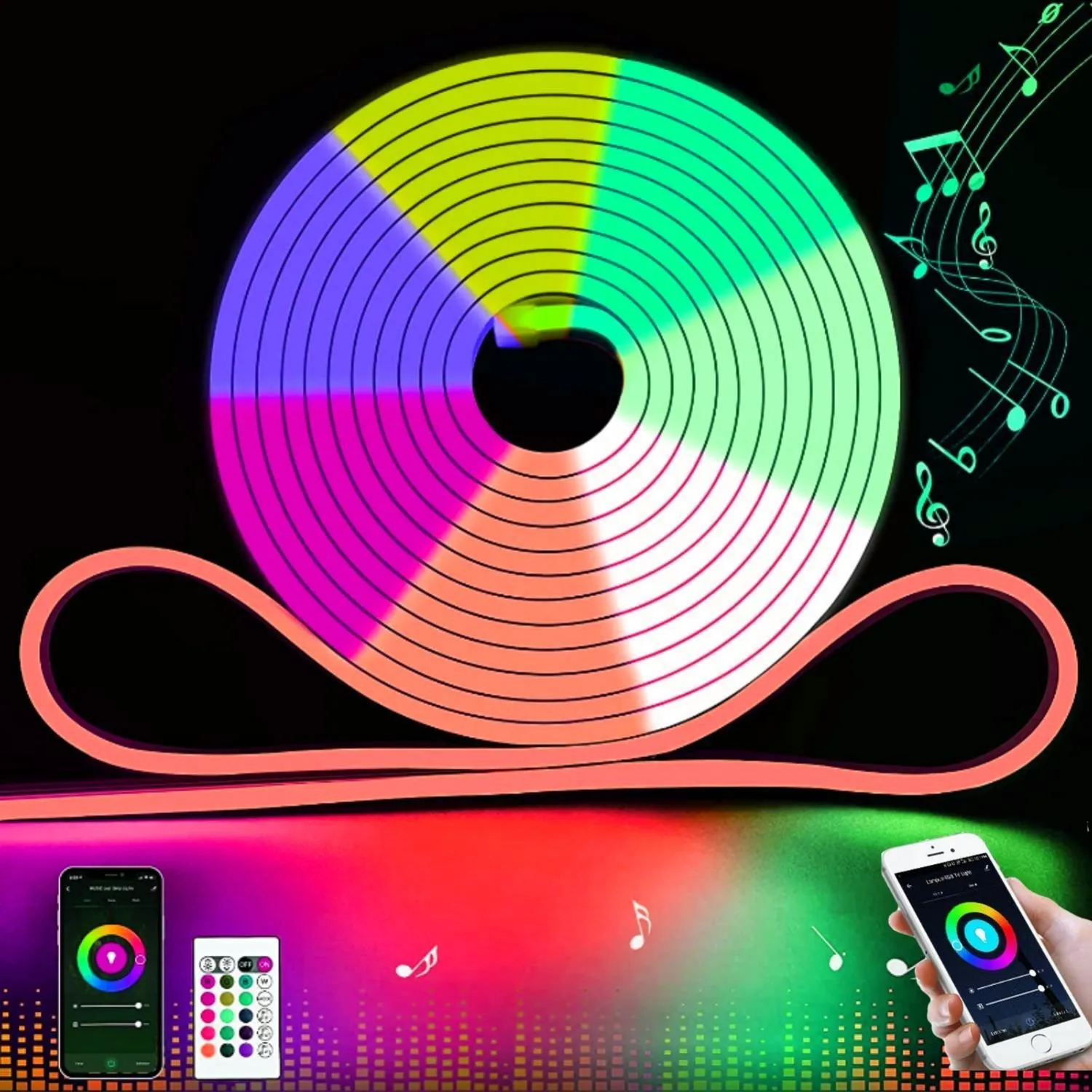 Mini RGB Neon Flex 24V 6x12mm IP65 Waterproof with WIFI Control App works with Alexa & Google Home 10 Metre Kit
