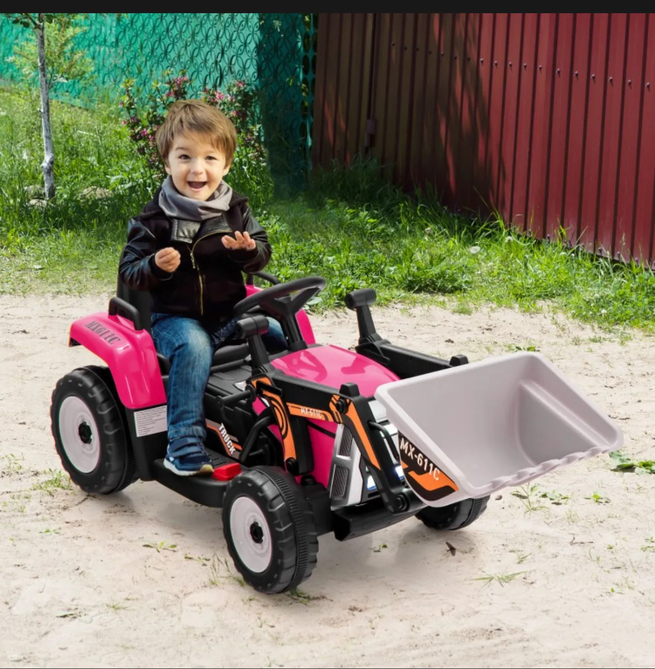 New 2025 Upgraded 12V Kids Ride On Car 1 Seater Excavator With Adjustable Arm & Bucket | Music | Push To Start | Remote