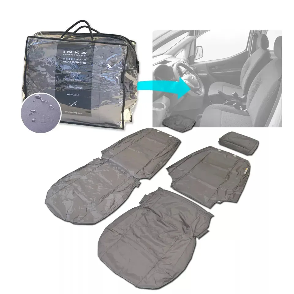 Nissan NV 250 Front 1 1 INKA Fully Tailored Waterproof Seat Covers Grey MY08-16