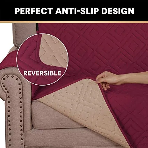 Reversible Quiled Sofa Slipcover Chair Cover Water Resistant