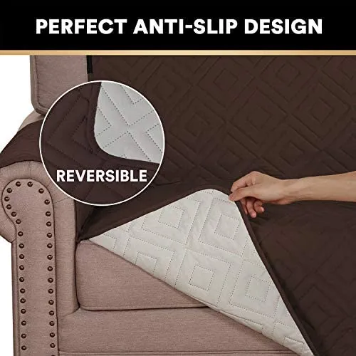 Reversible Quiled Sofa Slipcover Chair Cover Water Resistant