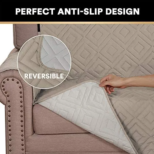 Reversible Quiled Sofa Slipcover Chair Cover Water Resistant