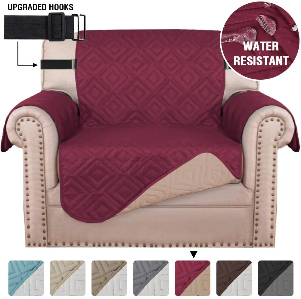 Reversible Quiled Sofa Slipcover Chair Cover Water Resistant