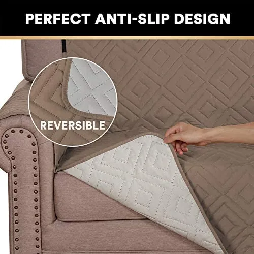 Reversible Quiled Sofa Slipcover Chair Cover Water Resistant