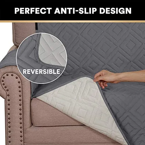 Reversible Quiled Sofa Slipcover Chair Cover Water Resistant