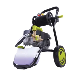 Sun Joe SPX9009-PRO Commercial Series Cold Water Electric Direct Drive Crank Shaft Pressure Washer | 1800 PSI Max | 1.6 GPM Max | 2.41 HP Brushless Induction Motor | 120 Volt | Wall Mount | Roll Cage | Hose Reel