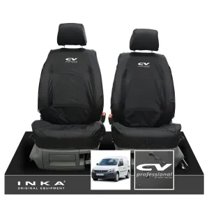 VW Caddy MK3 & MK4 INKA Front Set 1 1 Tailored Waterproof Seat Covers Black MY-2010-2019 [Choice of 7 Colours]
