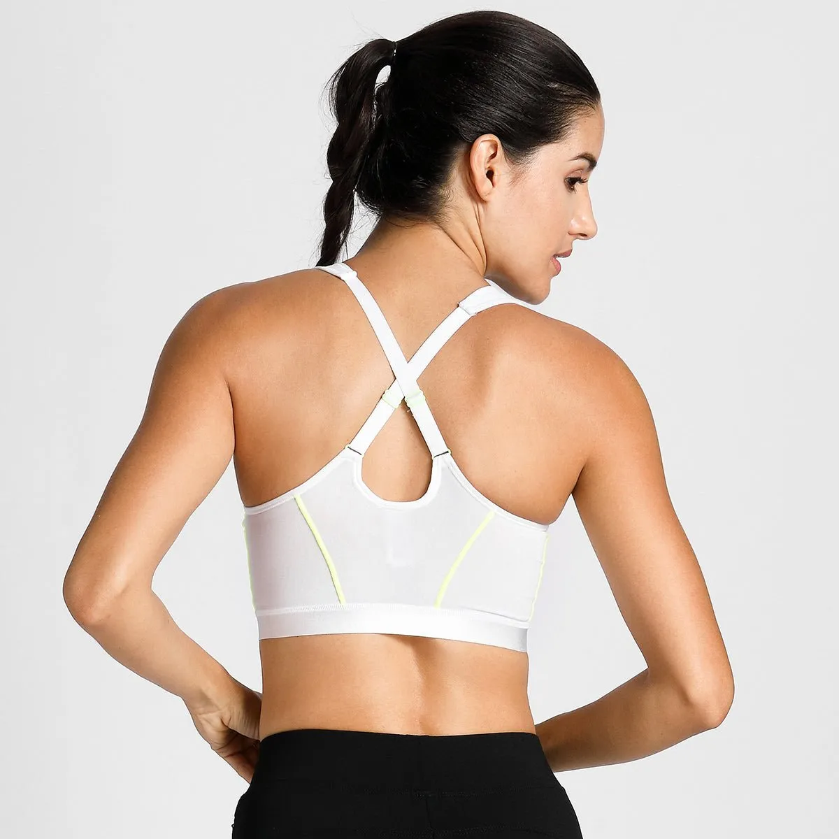 Zip Front Full Support Padded Wireless White Sports Bra